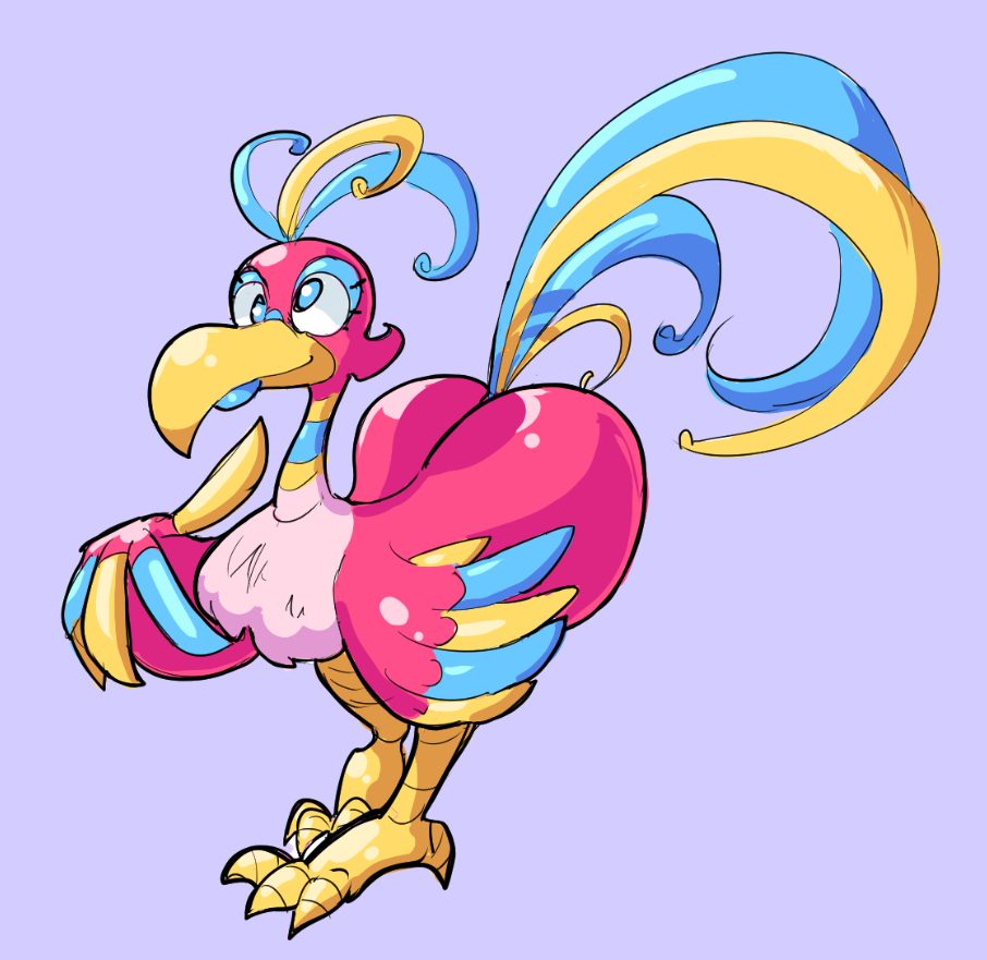 I don't really know what I can say. It's a Buttbird. One of my friends likes teasing me about being a bird a lot, so I drew a proper birdbrain for them to tease me with.